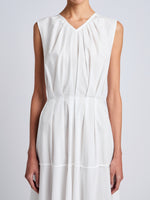 Proenza Schouler Detail image of model wearing Kailey Dress in Stretch Poplin in White