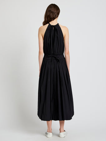 Proenza Schouler Back full length image of model wearing Wylie Dress in Tech Poplin in Black
