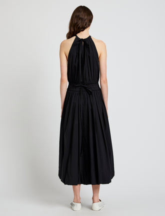 Proenza Schouler Back full length image of model wearing Wylie Dress in Tech Poplin in Black