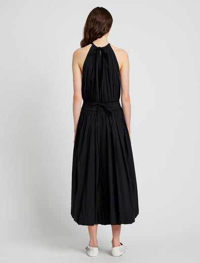 Proenza Schouler Back full length image of model wearing Wylie Dress in Tech Poplin in Black