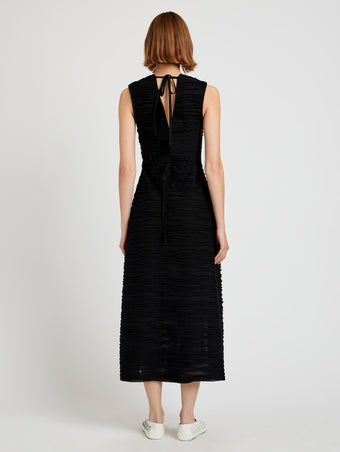 Proenza Schouler Back full length image of model wearing Laura Dress in Textured Cotton in Black