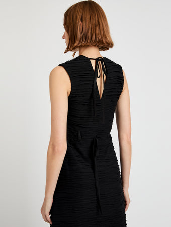 Proenza Schouler Detail image of model wearing Laura Dress in Textured Cotton in Black