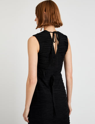 Proenza Schouler Detail image of model wearing Laura Dress in Textured Cotton in Black