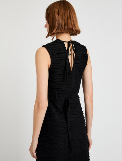Proenza Schouler Detail image of model wearing Laura Dress in Textured Cotton in Black