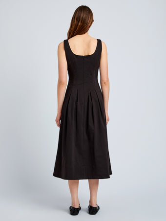 Proenza Schouler Back full length image of model wearing Shelby Dress in Cotton in Black