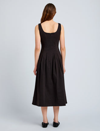 Proenza Schouler Back full length image of model wearing Shelby Dress in Cotton in Black