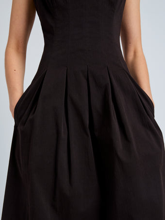 Proenza Schouler Detail image of model wearing Shelby Dress in Cotton in Black