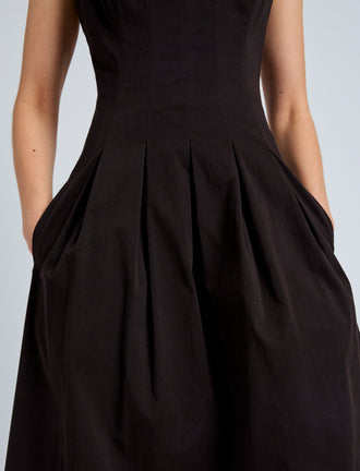 Proenza Schouler Detail image of model wearing Shelby Dress in Cotton in Black