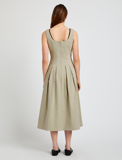 Proenza Schouler Back full length image of model wearing Shelby Dress in Cotton in Sage