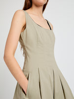 Proenza Schouler Detail image of model wearing Shelby Dress in Cotton in Sage