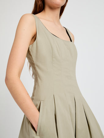 Proenza Schouler Detail image of model wearing Shelby Dress in Cotton in Sage