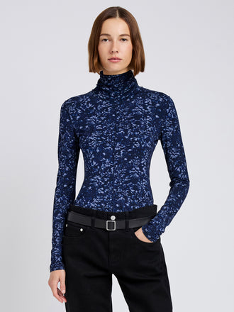 Proenza Schouler front cropped image of Audrey Top in Printed Jersey in navy/slate