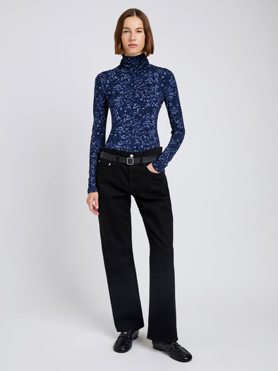Proenza Schouler front image of Audrey Top in Printed Jersey in navy/slate