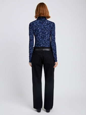 Proenza Schouler back image of Audrey Top in Printed Jersey in navy/slate