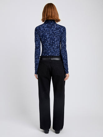 Proenza Schouler back image of Audrey Top in Printed Jersey in navy/slate