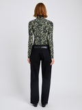 Proenza Schouler back image of Audrey Top in Printed Jersey in black/lemon
