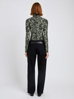 Proenza Schouler back image of Audrey Top in Printed Jersey in black/lemon