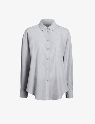 Proenza Schouler flat image of Caroline Shirt in Linen Shirting in grey melange