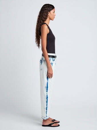Proenza Schouler Side full length image of model wearing Jessa Tank Top in Twisted Rib in Black