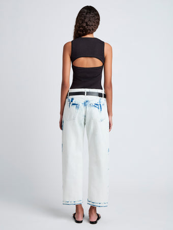 Proenza Schouler Back full length image of model wearing Jessa Tank Top in Twisted Rib in Black
