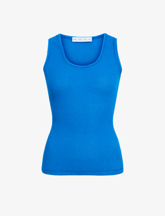 Proenza Schouler Still Life image of Jessa Tank Top in Twisted Rib in Cyan