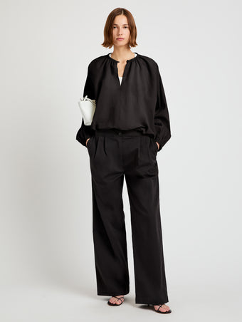 Proenza Schouler front image of model wearing Wendy Top in Tech Poplin in black