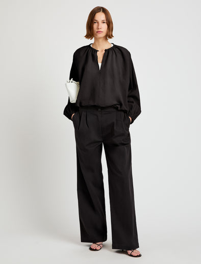 Proenza Schouler front image of model wearing Wendy Top in Tech Poplin in black