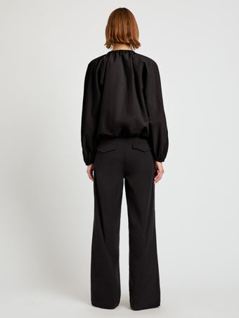 Proenza Schouler back image of model wearing Wendy Top in Tech Poplin in black