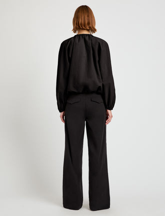 Proenza Schouler back image of model wearing Wendy Top in Tech Poplin in black