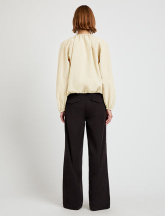 Proenza Schouler Back image of model wearing Wendy Top in Tech Poplin in Light Butter