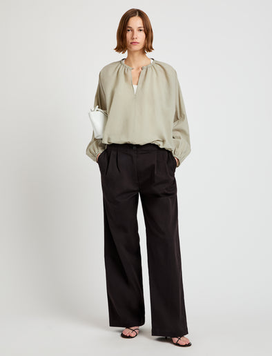 Proenza Schouler Front full length image of model wearing Wendy Top in Tech Poplin in Sage