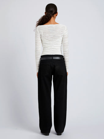 Proenza Schouler Back full length image of model wearing Paloma Top in Textured Cotton in White