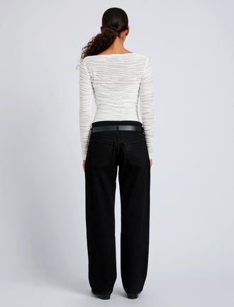 Proenza Schouler Back full length image of model wearing Paloma Top in Textured Cotton in White