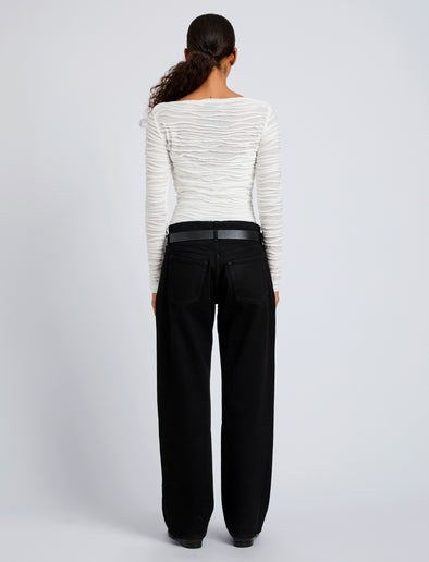 Proenza Schouler Back full length image of model wearing Paloma Top in Textured Cotton in White