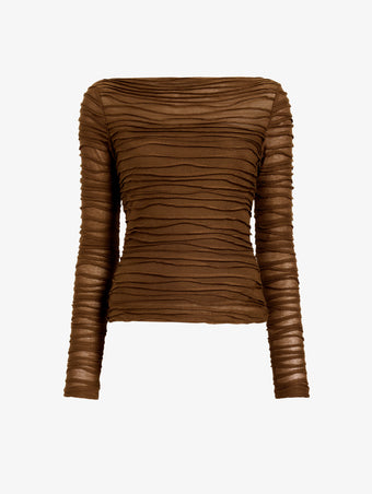 Proenza Schouler Still Life image of Paloma Top in Textured Cotton in Wood