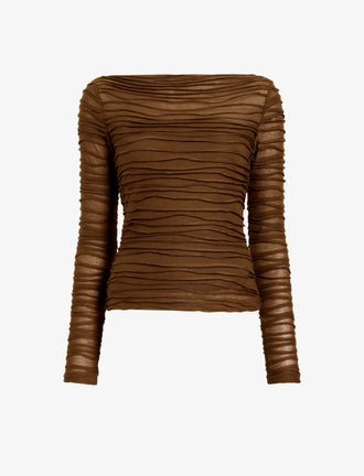 Proenza Schouler Still Life image of Paloma Top in Textured Cotton in Wood