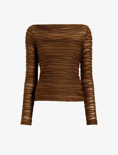 Proenza Schouler Still Life image of Paloma Top in Textured Cotton in Wood