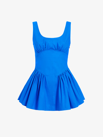 Proenza Schouler Still Life image of Bader Top in Stretch Poplin in Cyan