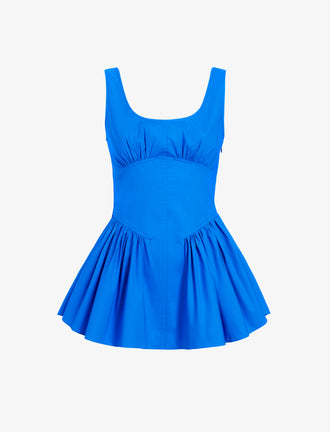 Proenza Schouler Still Life image of Bader Top in Stretch Poplin in Cyan