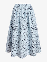 Proenza Schouler flat image of Austin Skirt in Printed Poplin in frost/black