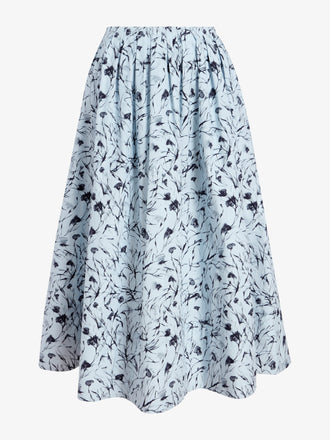 Proenza Schouler flat image of Austin Skirt in Printed Poplin in frost/black