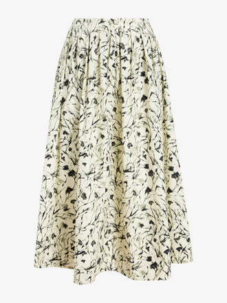 Proenza Schouler flat image of Austin Skirt in Printed Poplin in light butter/black
