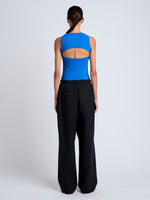 Proenza Schouler Back full length image of model wearing Barrett Pant in Stretch Poplin in Black