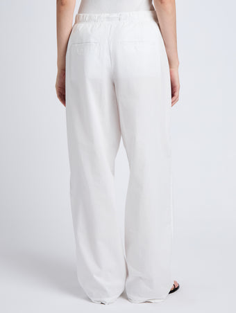 Proenza Schouler Cropped Back image of model wearing Barrett Pant in Stretch Poplin in White