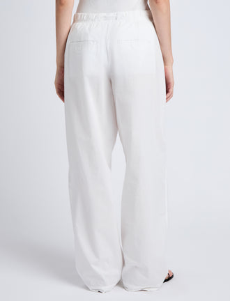 Proenza Schouler Cropped Back image of model wearing Barrett Pant in Stretch Poplin in White