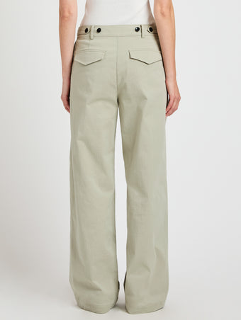 Proenza Schouler Back cropped image of model wearing Romina Pant in Cotton in Sage