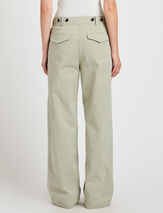 Proenza Schouler Back cropped image of model wearing Romina Pant in Cotton in Sage