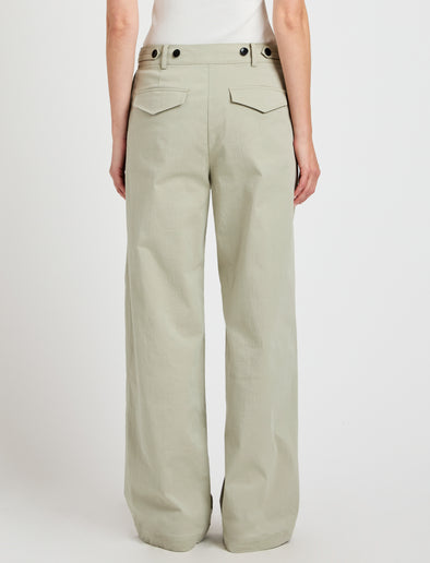 Proenza Schouler Back cropped image of model wearing Romina Pant in Cotton in Sage