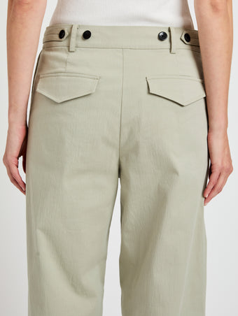 Proenza Schouler Detail image of model wearing Romina Pant in Cotton in Sage