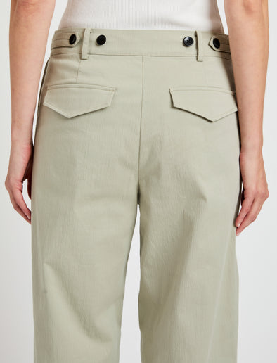 Proenza Schouler Detail image of model wearing Romina Pant in Cotton in Sage